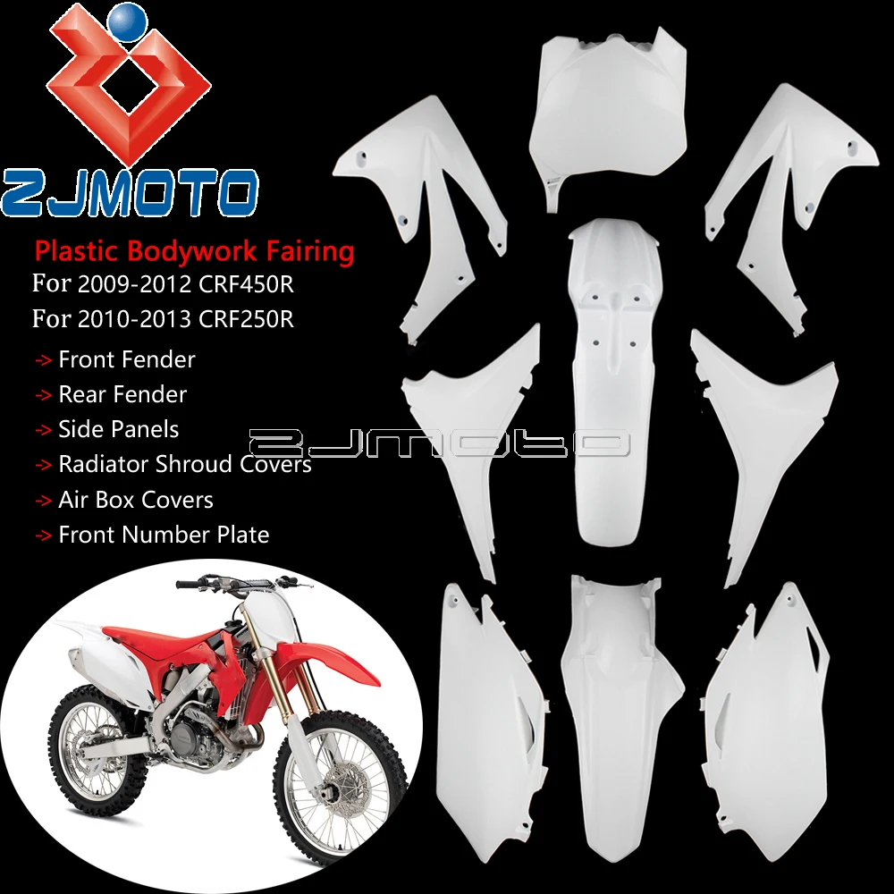 Белый Пластиковый обтекатель для кузова мотоцикла сменный Honda CRF250 CRF450 R боковые
