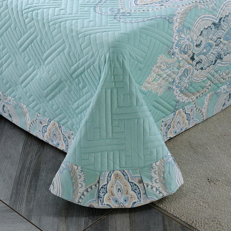 

High Quality 100% Cotton Printing Quilted Oversized Bedspread Double Bed Cover Set Coverlet Bed Linen Pillowcases Home Textile