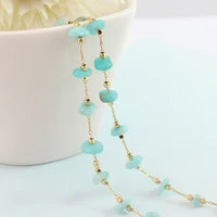 xuqian 2022 fashion wholesale brass natural crystal bead chain with 50cm for diy bracelet necklace jewelry making c0042