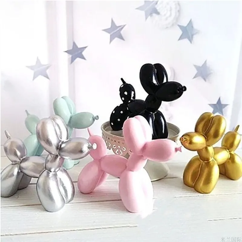 Nordic Mini Balloon Resin Dog Crafts Statue Animal Christmas Gift Living Room Wine Cabinet Decoration Cakeshop | Дом и сад