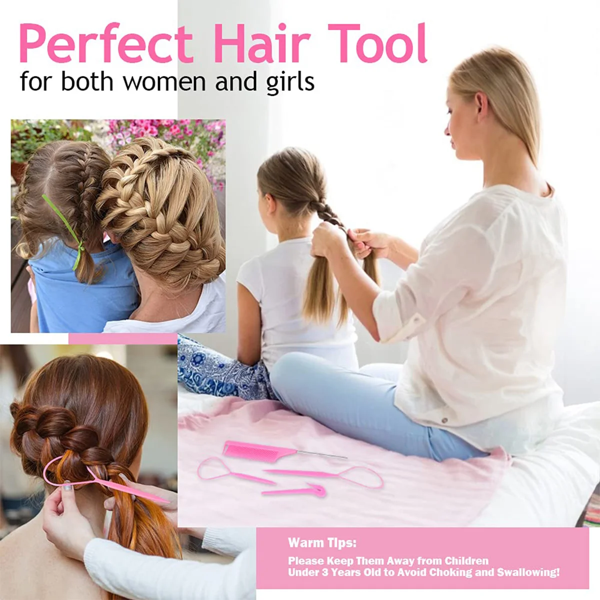 Набор инструментов для плетения волос 4 шт. Topsy Tail Hairdresser Kit Аксессуары для стайлинга DIY простые французские центипеды включены.