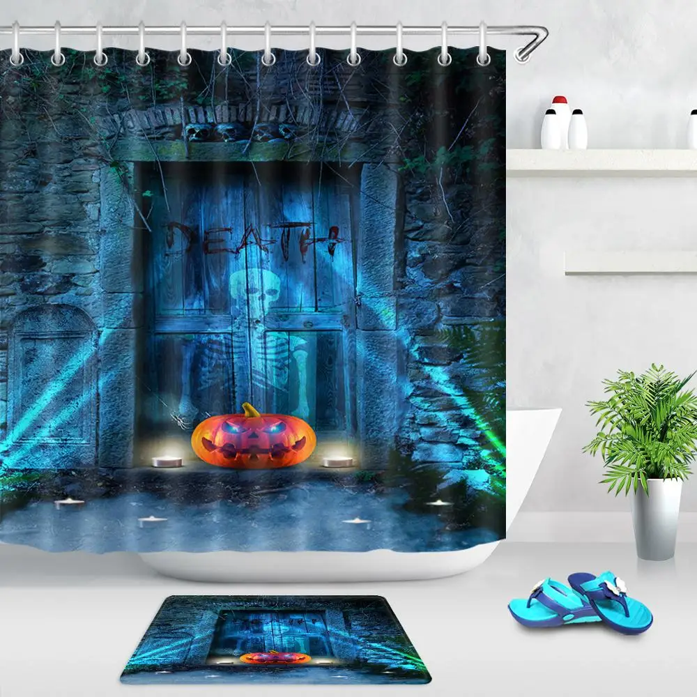 Хэллоуин тыква на кладбище ночью занавеска для душа роскошная Водонепроницаемая