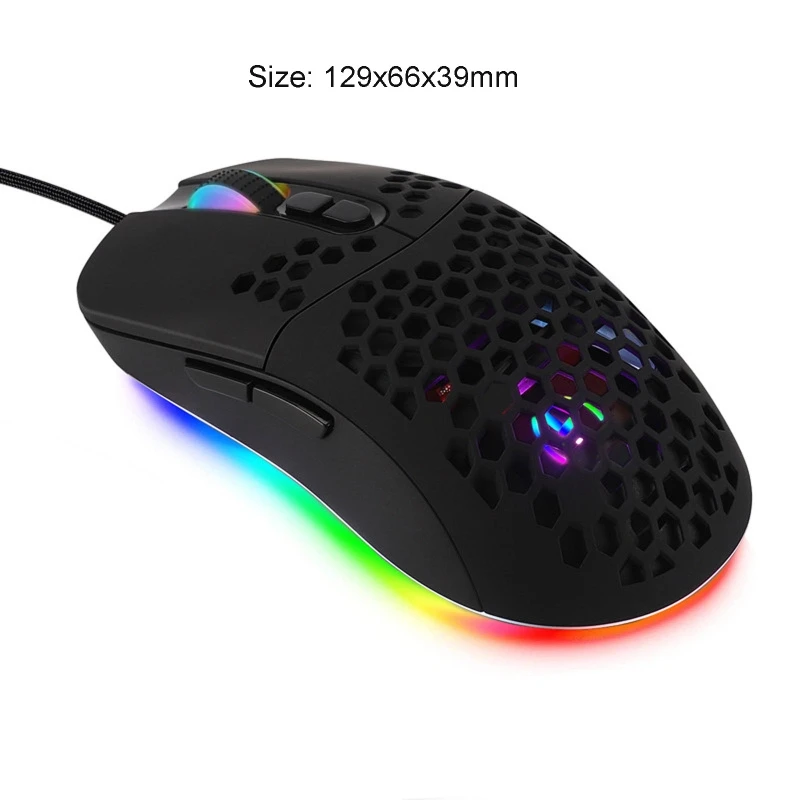 

7200DPI USB Wired Mouse Optical Gaming Honeycomb Shell Mice RGB LED Backlight C7AB
