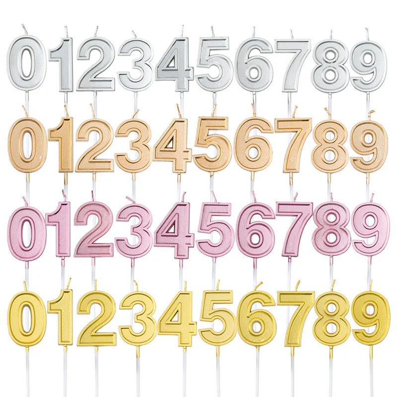 

Champagne Happy Birthday Number Cake Candles 0 1 2 3 4 5 6 7 8 9 Cake Topper Kids Girls Boys Bar Baby Party Supplies Decoration
