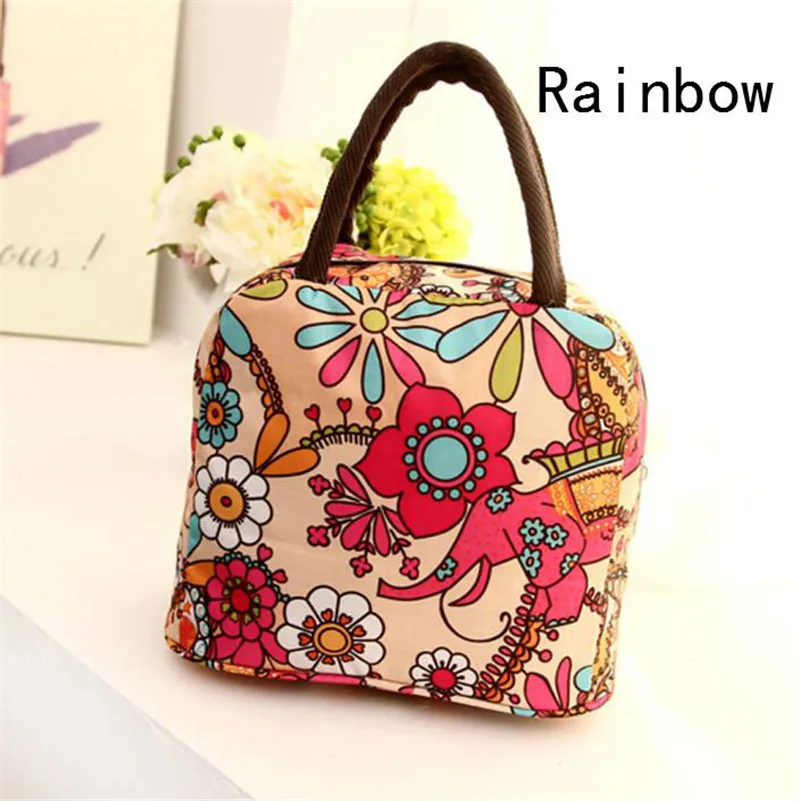 Новый ланч-мешок для пикника Термосумка пищи цветочный узор портативный
