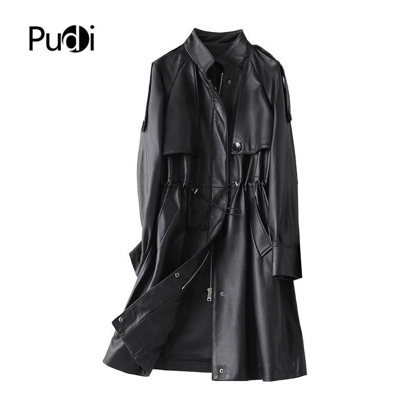 

Pudi Women Genuine Leather Long Jacket Coat New Winter Real Sheep Leather Shearling Coats Clothing A21501
