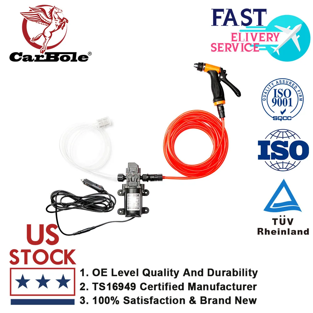 Цена Carbole 12V Портативный 100W обновленная водяной насос автоматический распылитель для омывателя пистолет 160PSI высокое Давление автомобиль электр...