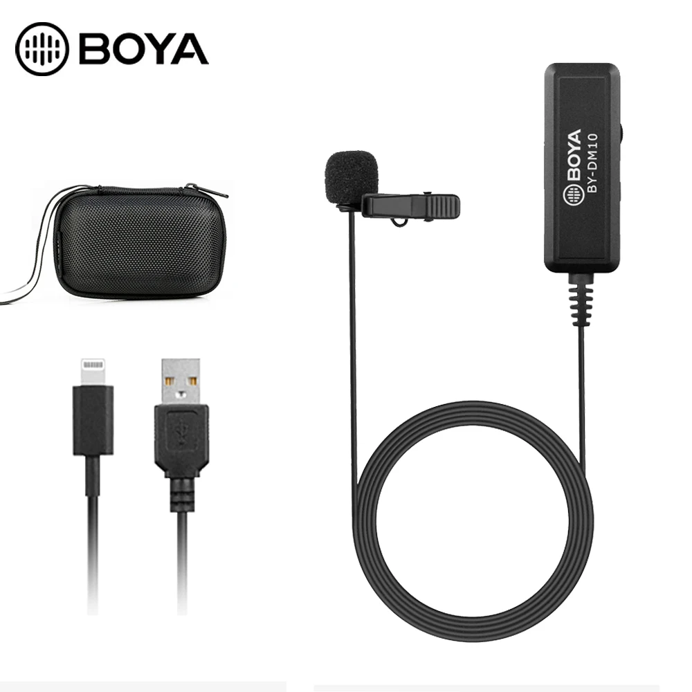 

BOYA BY-DM10 Lavalier Microphone Omnidirectional Lapel Clip-on Video Microphone for iPhone Smartphone and USB Computer Laptop PC