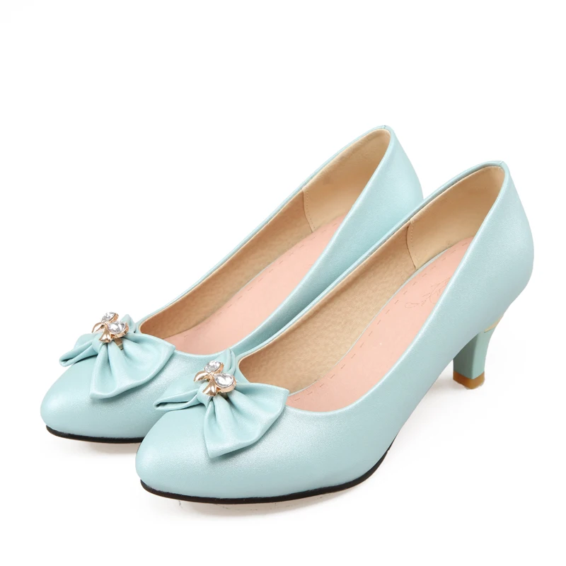 

Plus Size Pointed bow shoes with shallow mouth ladies high heels women shoes woman pumps