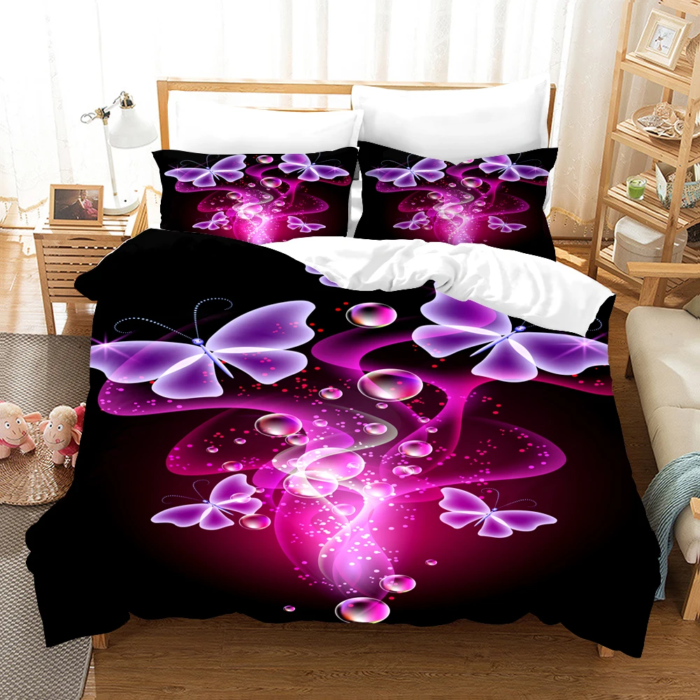 

Комплекты постельного белья с 3D изображением бабочек, комплект с пододеяльником и наволочкой, двуспальный полный комплект постельного белья для двуспальной кровати, постельное белье