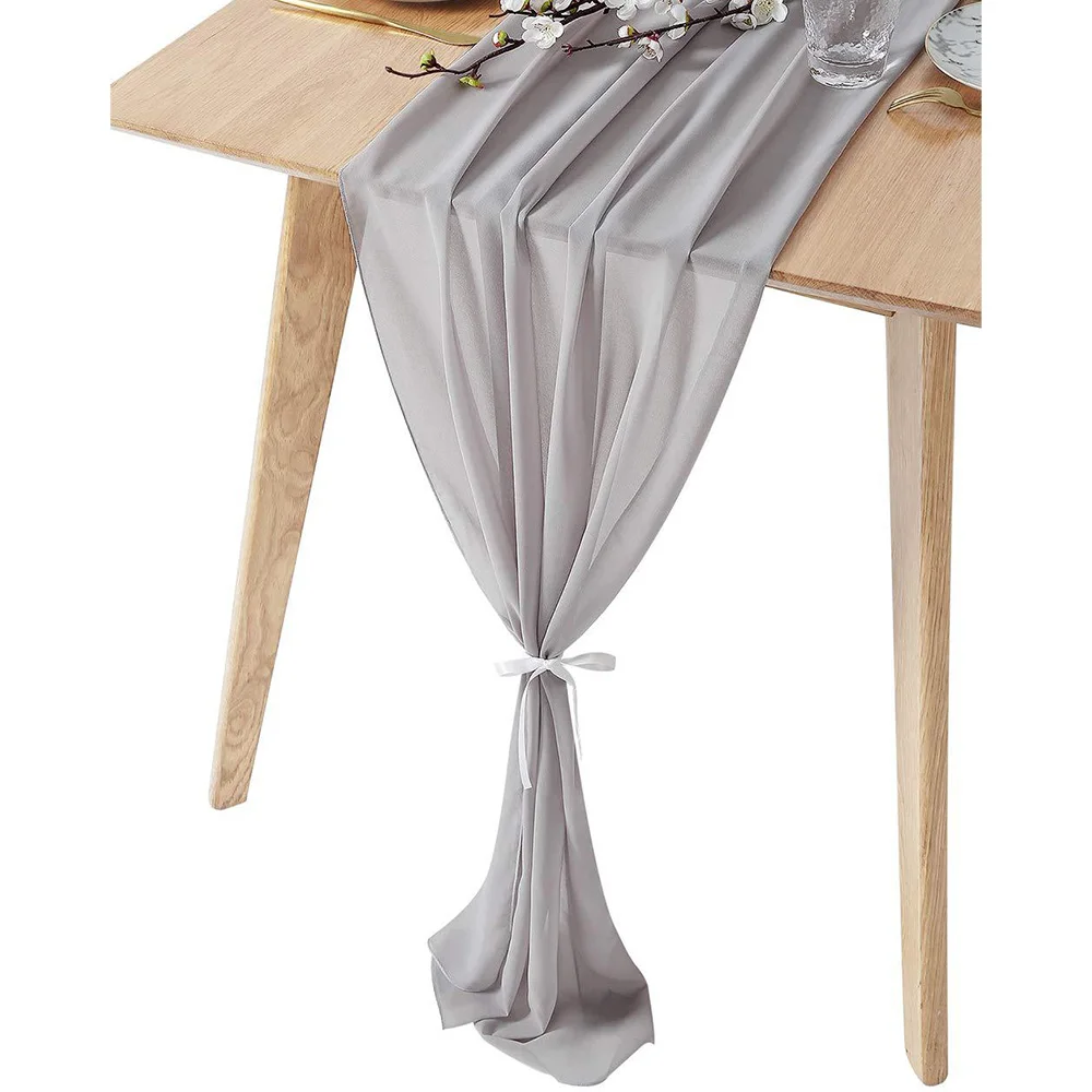 

300x70cm Elegant Chiffon Table Runner for Vintage Wedding Country Decor Christmas Decoracion Home Chair Sashes De Mesa Navidad