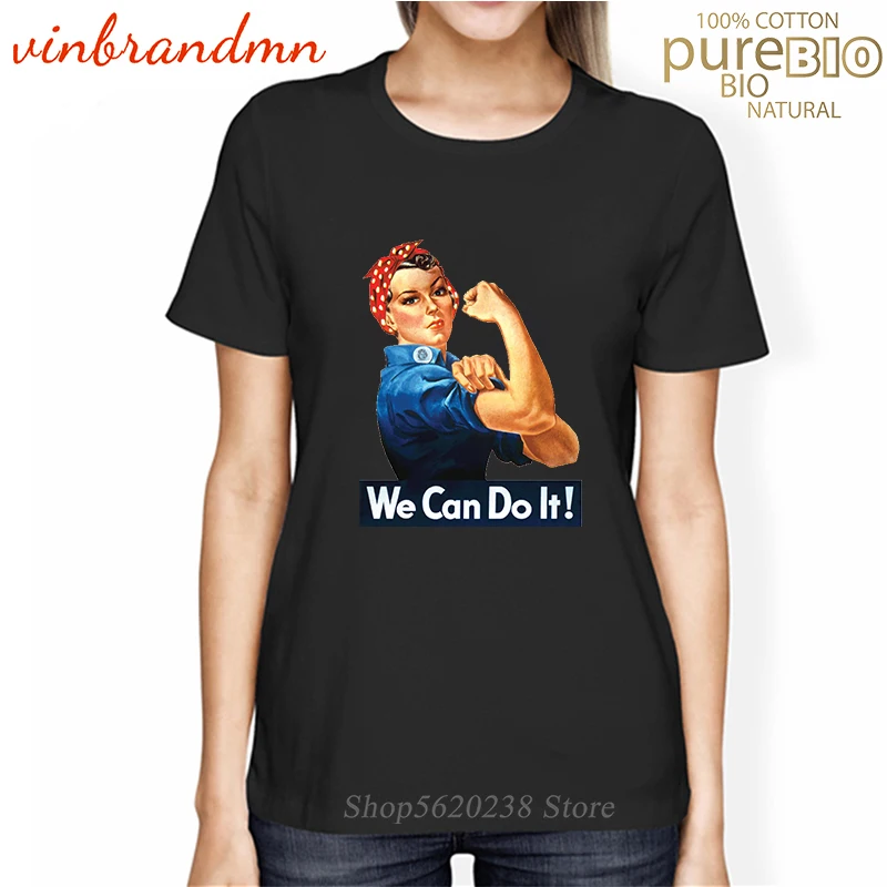 Мы можем это сделать! Женская футболка Rosie The Riveter Poster винтажный Арт Принт