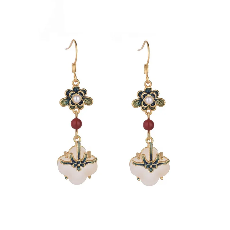 

Vintage Fashionable Drop Dangle Earrings Chinese Style Flower Palace Design Drop Earrings For Women Ear Jewelry Birthday Gifts