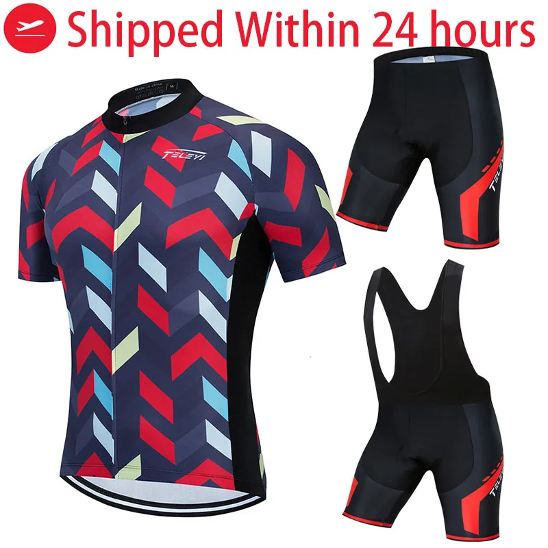 

Новинка 2021, полосатая велосипедная команда teleyi Pro с коротким рукавом, Мужская велосипедная футболка, летние дышащие комплекты одежды для ве...