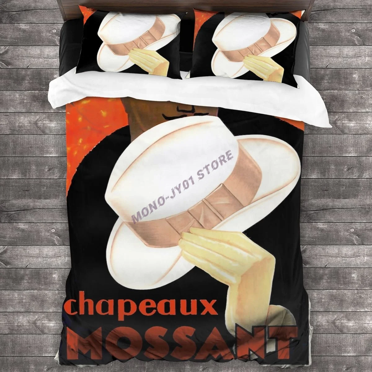 

1928 Chapeaux Mossant French Advertising Bedding Set Duvet Cover Pillowcases Comforter Bedding Sets Bedclothes