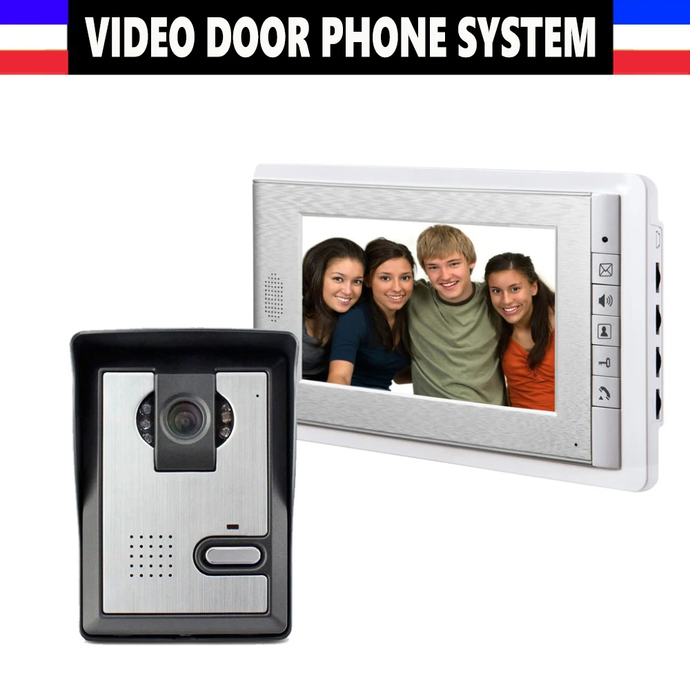 7'' TFT LCD Wired Video Door Phone Visual Video Intercom Speakerphone Intercom System With Waterproof Outdoor IR Camera for home