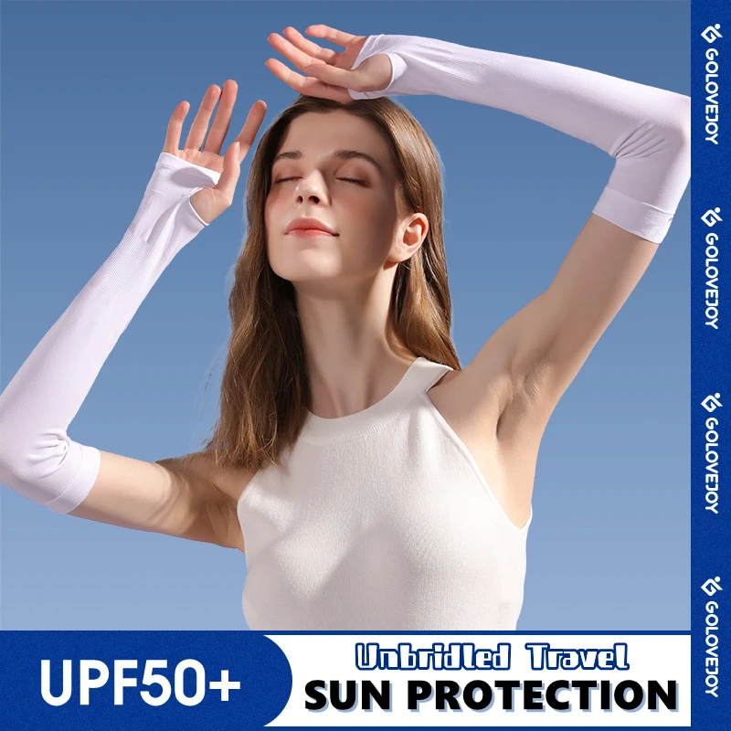 

Summer Suncreen Arm Sleeve Woman Upgraded Solid Color Icy Sleeves Cycling Ice Silk Outdoor Sports Anti-UV Sunshade Glove Sleeves