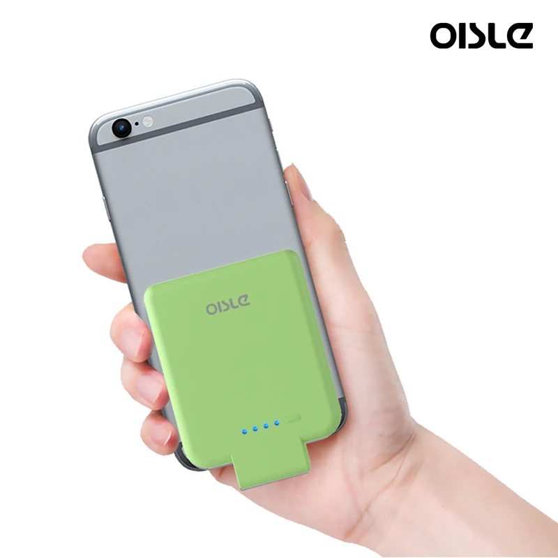 Green 2800 мАч милый вставленный внешний аккумулятор с беспроводной приемник QI для iPhone 6 7 8/S X XR мини Встроенный чехол для зарядного устройства - Цвет: Green