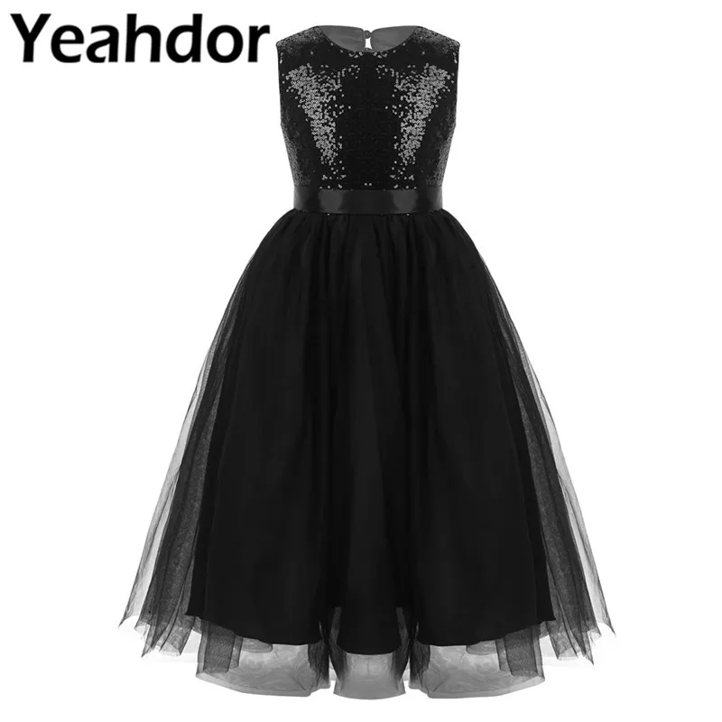 Детское платье без рукавов в форме сердца с вырезом на спине блестящее блестками