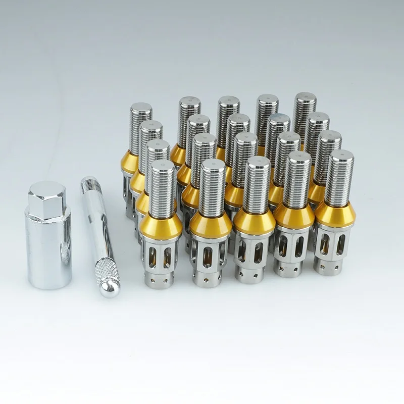 

20PCS/Set Titanium Alloy Hollow Tire Wheel Cone Lug Nut Bolts Length 28mm For German Car Wheel Screw Bolt