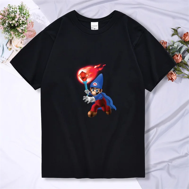 

2021 Summer Children Short Sleeve T-Shirts Kids Cartoon Super Mario Print Boys Girl Tops Tee Mario Brother T Shirts Baby Boys