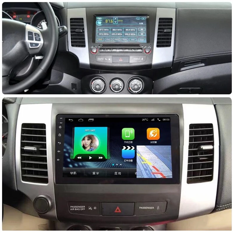 Android 9 0 автомобильный Dvd Gps мультимедийный плеер радио для Mitsubishi Outlander 2006 2014 peugeot