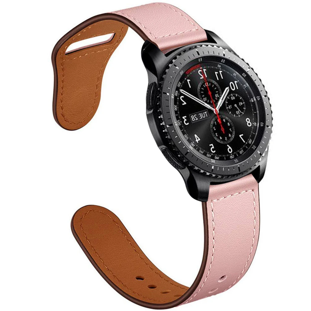 pink Кожаный браслет для samsung Шестерни спортивные S2 S3 Galaxy часы активное 42/46 мм/20/22 мм, ремешок для Xiaomi Huami Amazfit Bip huawei часы gt 2 - Цвет ремешка: pink