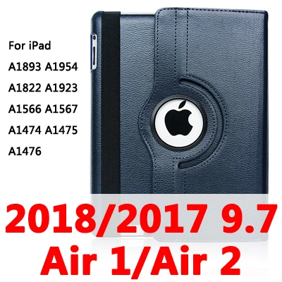 Air12 2017-18-Dblue 360 Вращающийся чехол для Apple iPad 2/3/4 Air 1/2 A1430 A1458 A1460 iPad2 iPad3 iPad4 Air1 Air2 планшетный чехол для i Pad 9,7 - Цвет: Air12 2017-18-Dblue