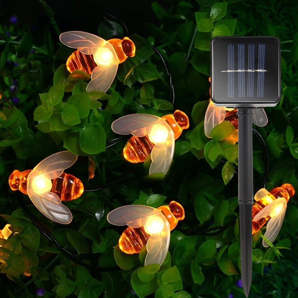 30 LEDS Милый пчелиный ночник на солнечных батареях пчелиный светодиодный светильник для украшения на открытом воздухе сада Хэллоуин Рождественский праздничный свет Z30 - Испускаемый цвет: 30 LEDS