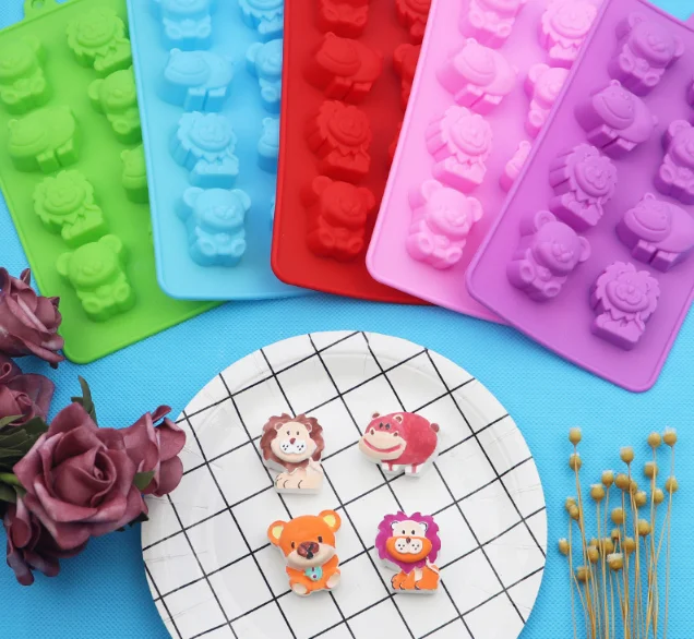

8Lian Xiong Hippo Lion Chocolate Biscuit Silicone Mold DIY Cake Pudding Baking Tools Cake Decorating Kitchenware