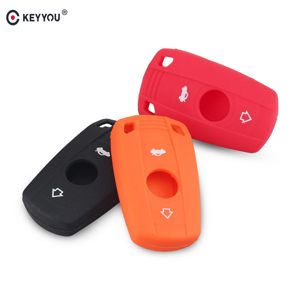 KEYYOU 3 кнопочный силиконовый чехол для ключей от машины BMW 1 5 6 серии E90 E91 E92 E60 пульта