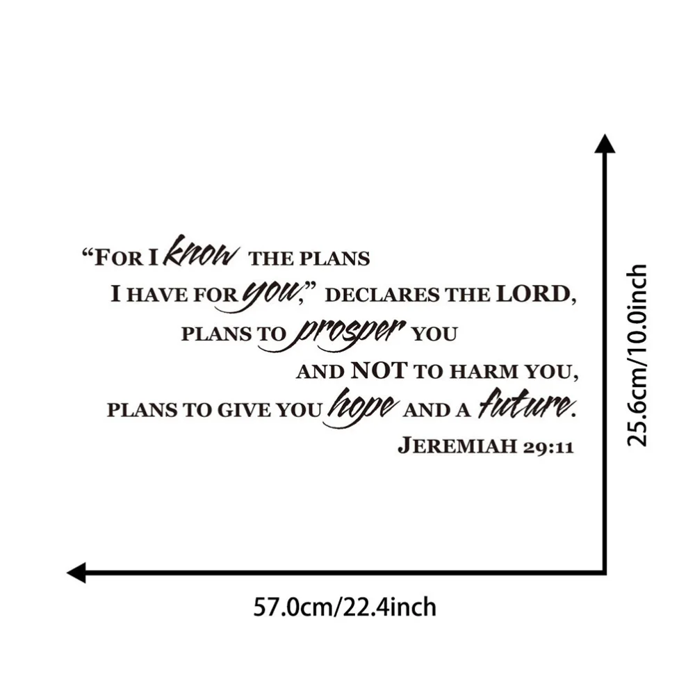 

Jeremiah 29:11 for I Know The Plans for You Bible Verse Wall Decal Sticker