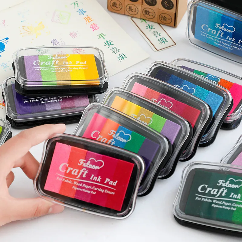 

Japanese style multi-color ink pad, retro rainbow color hand account diy basic decoration finger painting seal accessories