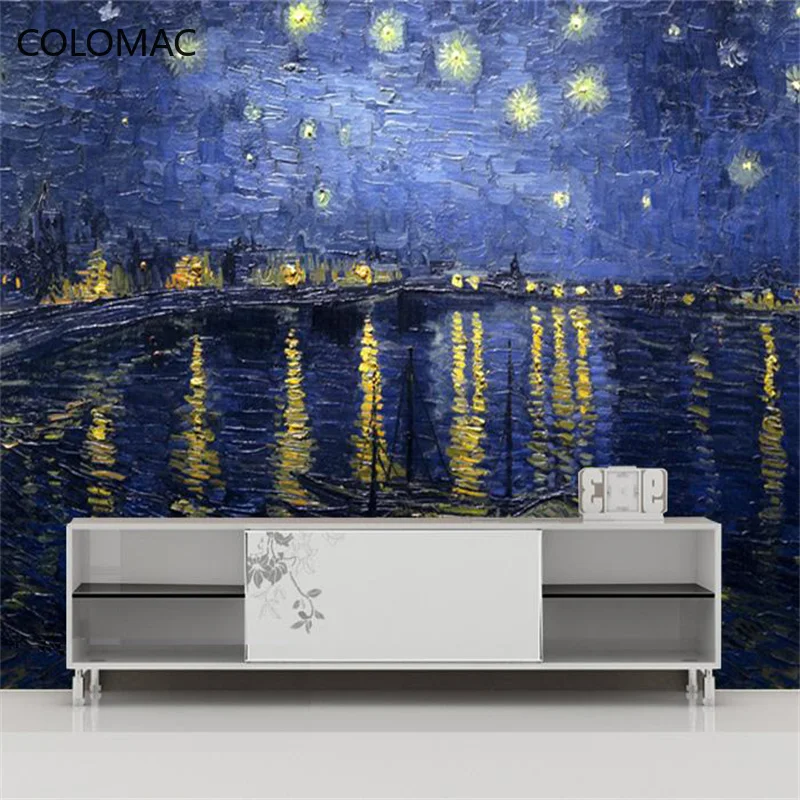 

Colomac Custom Hand-painted Oil Painting Abstract Van Gogh Starry Wallpaper Creative Art Hotel Background Mural Dropshipping