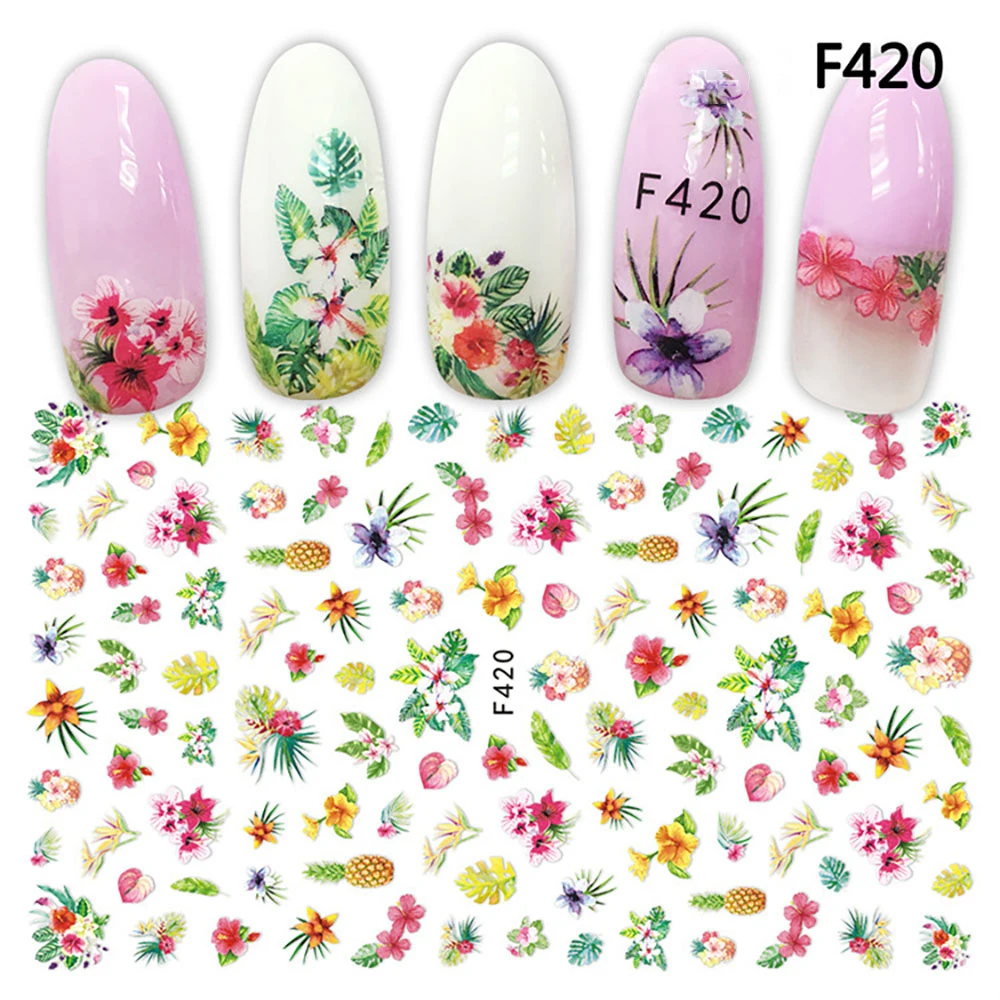 

Colorful 3D Adhesive Cute Rose Flowers Garden Pineapple Plant Nail Sticker Nail Tool Nail Stickers DIY Accessories Plum Blossom