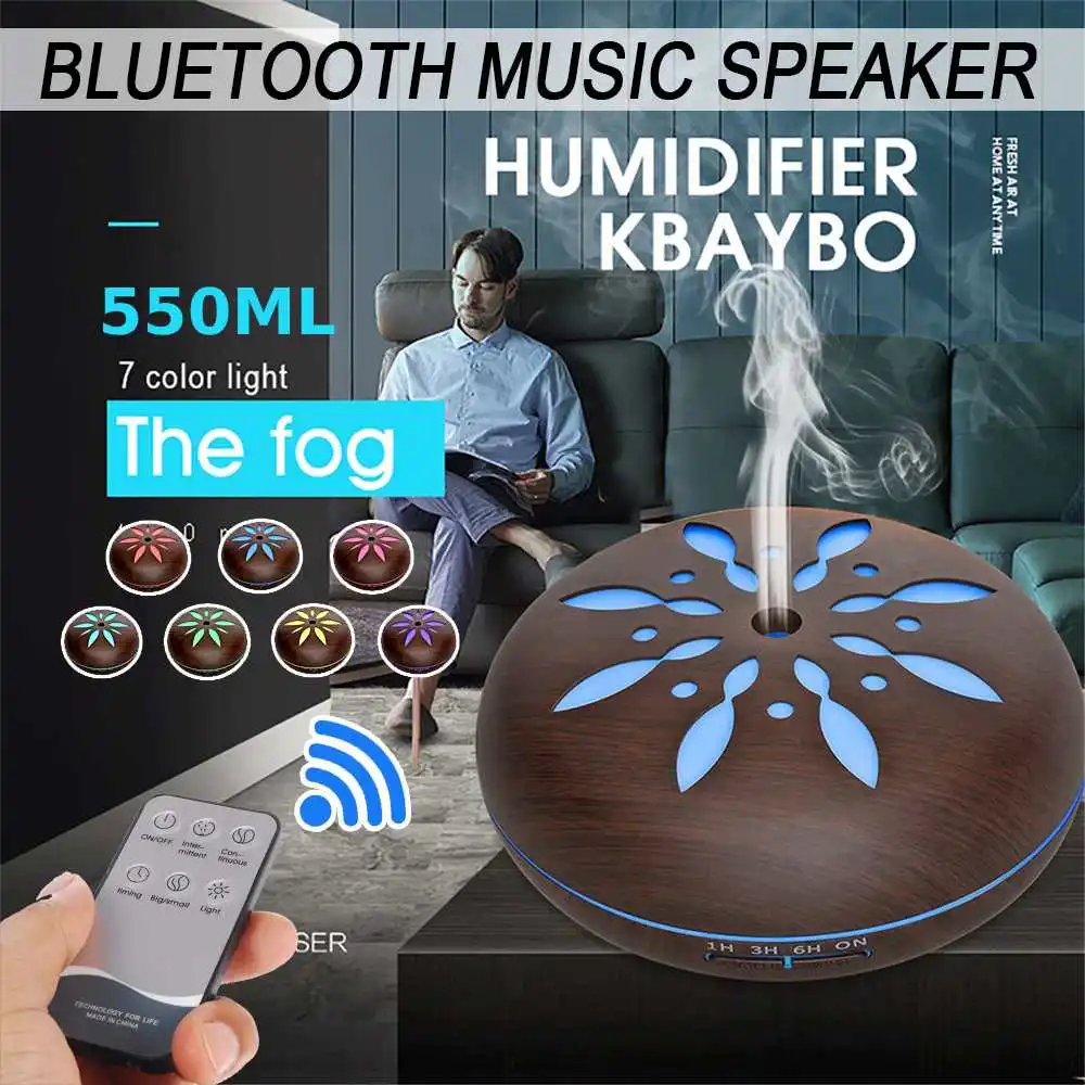 

Увлажнитель-аромадиффузор ультразвуковой, 550 мл, bluetooth, динамик