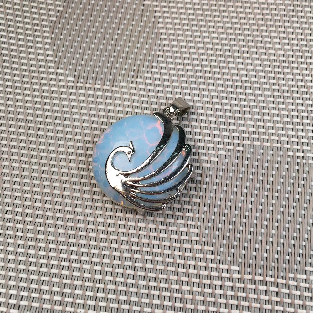 2020 New Ladies DIY Pendant Jewelry Multi-style Peacock-shaped Zinc Alloy + Clasp-shaped Semi-precious Stone Size 25x30m | Украшения и