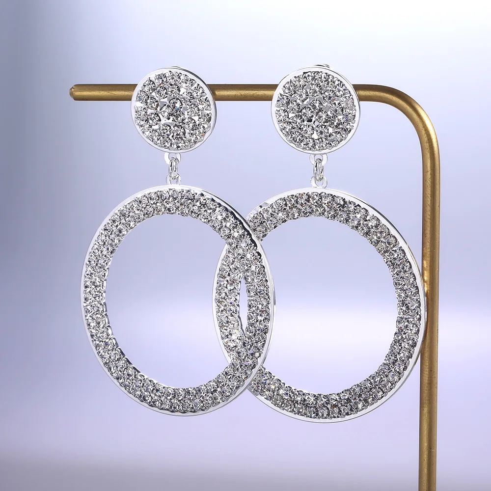 Роскошные большие круглые серьги-гвоздики JUWANG 2022 с фианитом для женщин 14 к