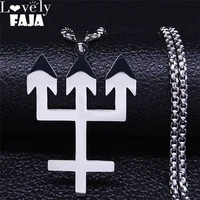 trident inverted cross stainless steel chain necklaces silver color necklace jewelry acero inoxidable joyeria n1264s03