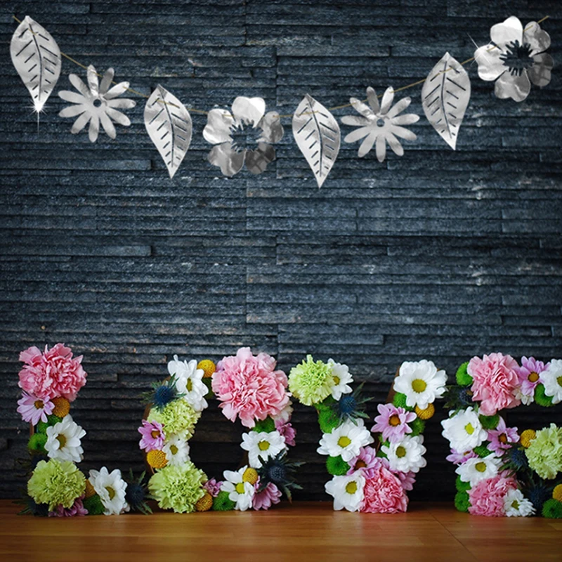 8 шт. ажурные золотые серебряные цветы листья настенные наклейки на день рождения