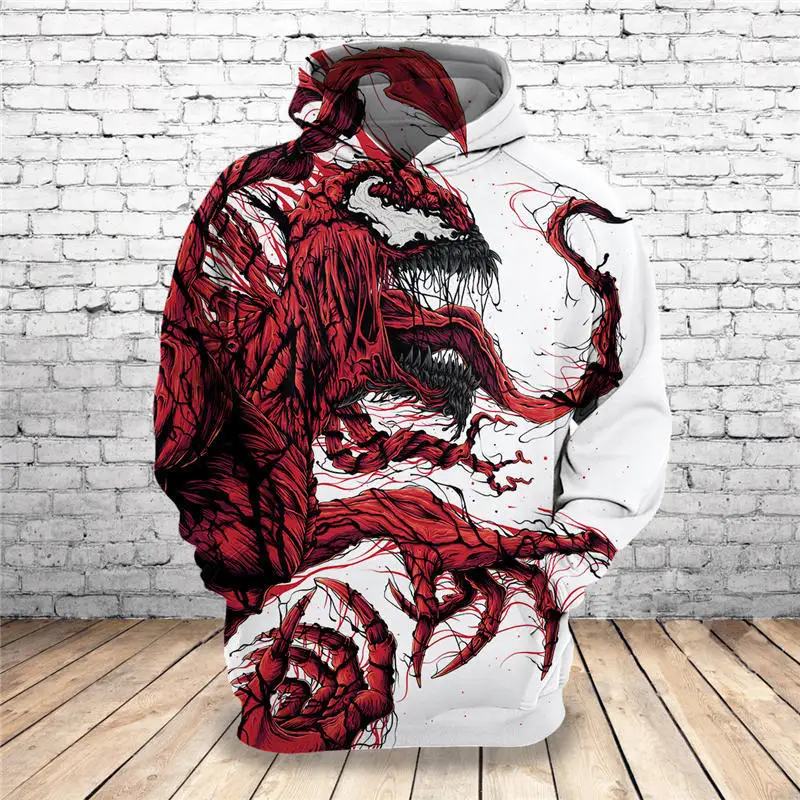 Горячая новинка Толстовка индивидуальный дизайн Venom 3D толстовки с принтом уникальные пуловеры топы мужская одежда Прямая поставка F76 - Цвет: F80 Red
