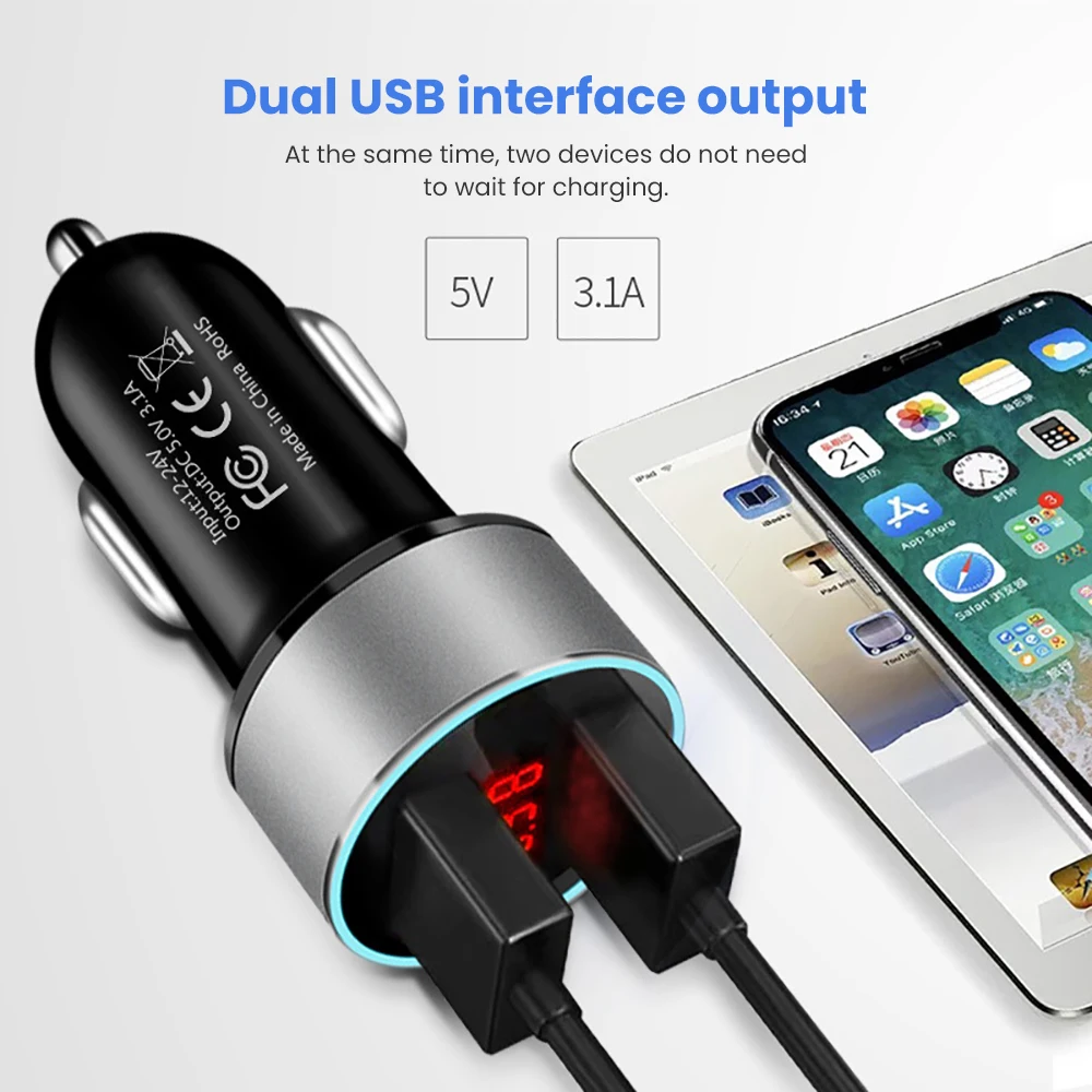 AOSHIKE 5 В 3 А двойной QC 0 быстрое USB Автомобильное зарядное устройство для iPhone X 8 samsung