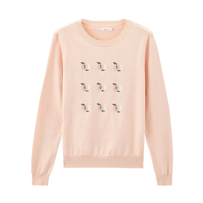 INMAN мода круглый воротник вышивка резьбовой рукав женский пуловер свитер |