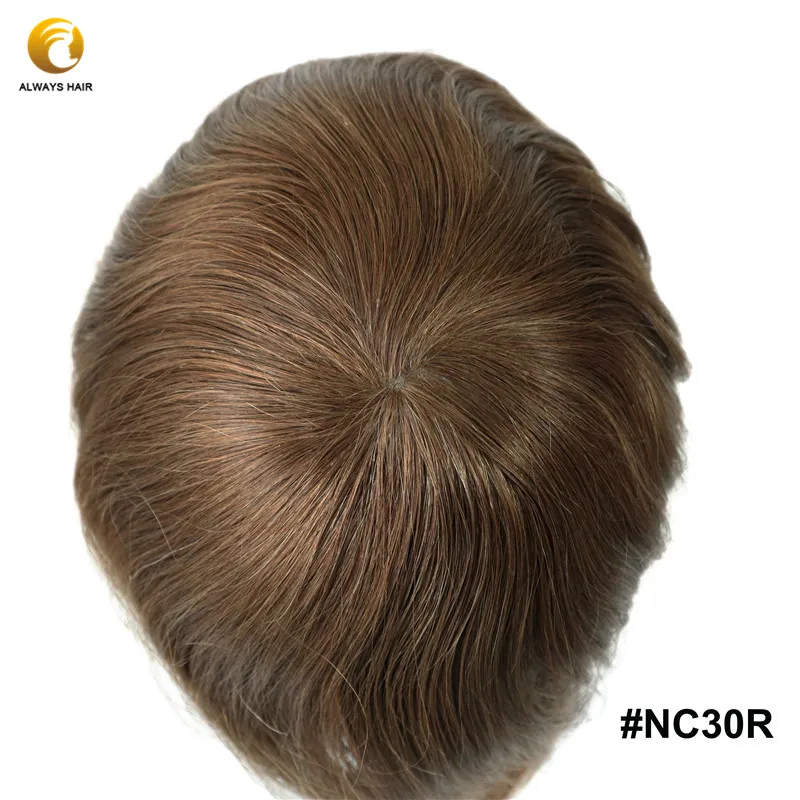 NC30R Инъекции кожи мужские волосы кусок европейские девственные Remy человеческие волосы Человек парик 8-1" длина волос шелковистые прямые парик для мужчин - Парик Цвет: NC30R