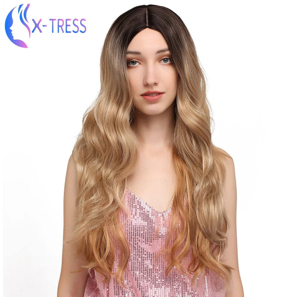 Парики из синтетических волокон черные коричневые цветные длинные волнистые X