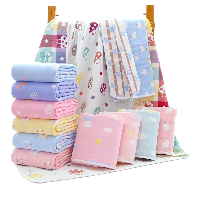 Детское одеяло 110 см муслиновое хлопковое 6 слойное толстое Пеленальное осеннее