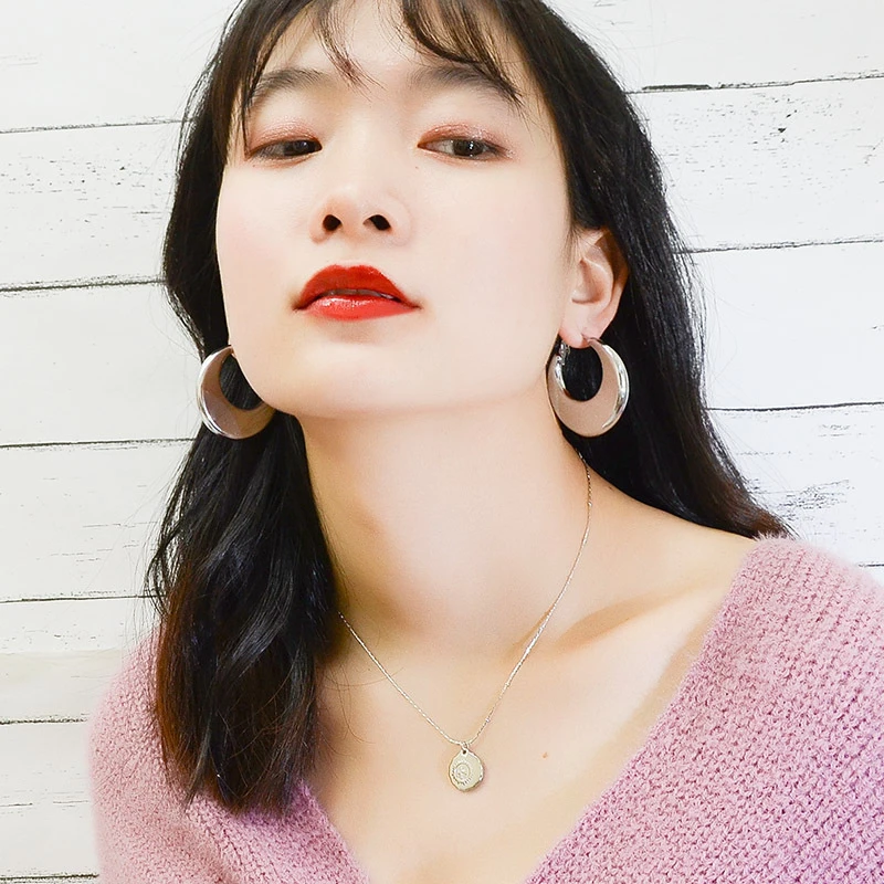 

European Style Large Moon Stud Earrings For Women Gothic Accessories Luxury Design Gold Color Stainless Steel Eardrop Bijoux