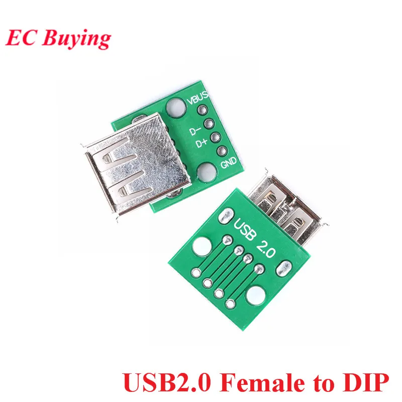USB Female to DIP 1 шт. Мини Micro Female Male USB to DIP адаптер плата Разъем конвертер 4P 5P 2,54 мм 3 4USB адаптер пластина печатная плата для Arduino - Цвет: USB Female to DIP