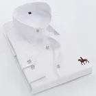 Качественная мужская модная Повседневная рубашка с длинным рукавом, мужская приталенная деловая Классическая рубашка, брендовая мужская одежда, мягкая и удобная