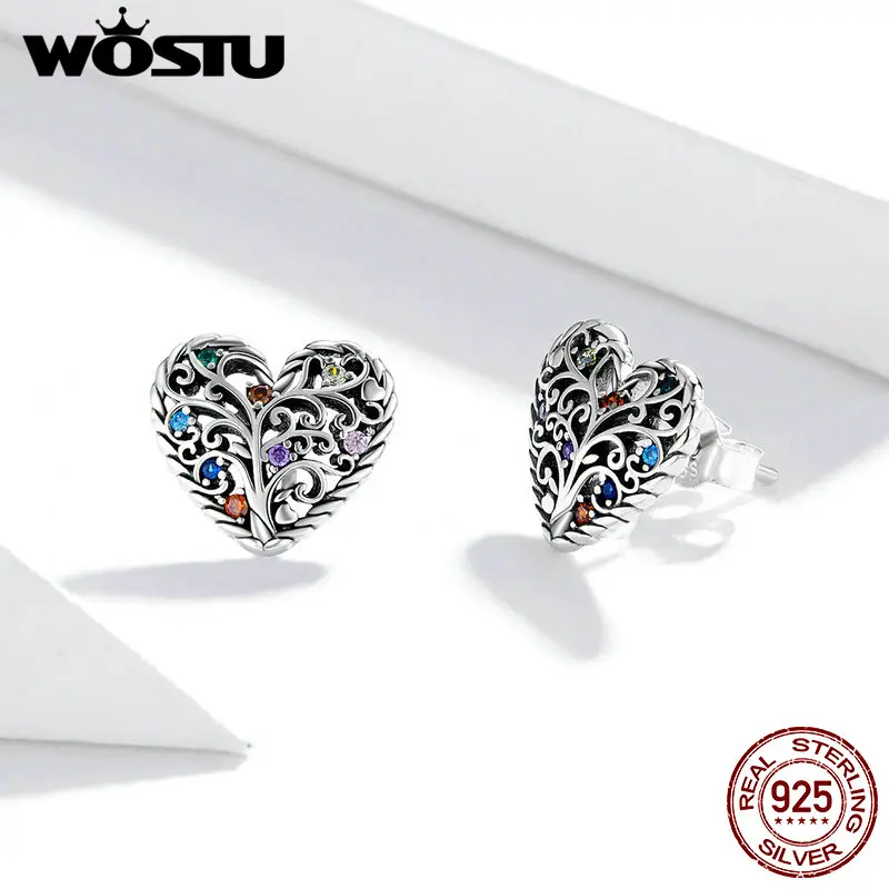 Женские серьги-гвоздики Wostu Tree of Life из стерлингового серебра 925 пробы свадебные